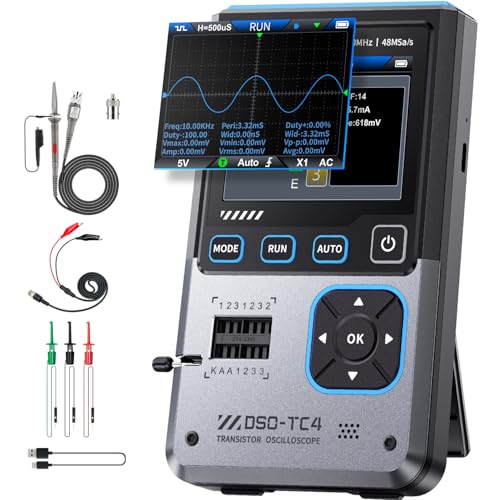 FNIRSI DSO-TC4 Handheld Oscilloscope, 10MHz Bandwidth 48MSa/s Sampling Rate Transistor Tester Digital Oscilloscope DDS Signal Generator 3 in 1, Voltage Continuity Zener Diode Triode Tester By Skyking - Image 1
