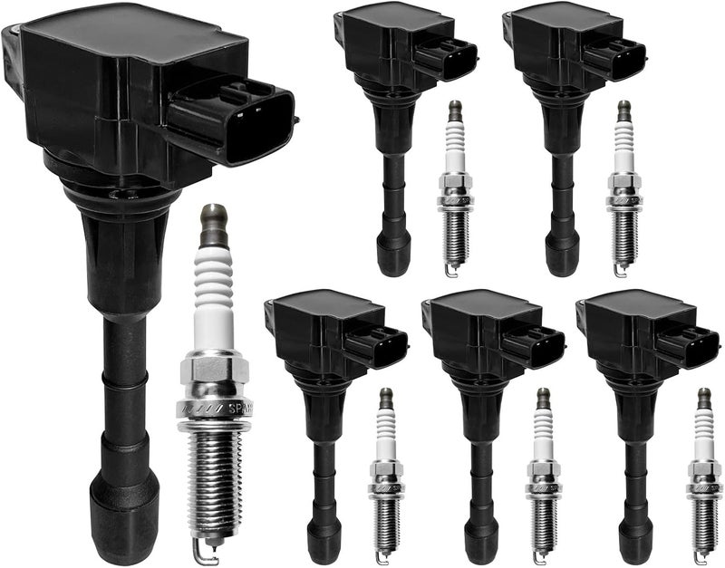 HQPASFY Ignition Coil & Spark Plugs Set of 6 for Nissan and Infiniti 3.5L V6 - Image 1