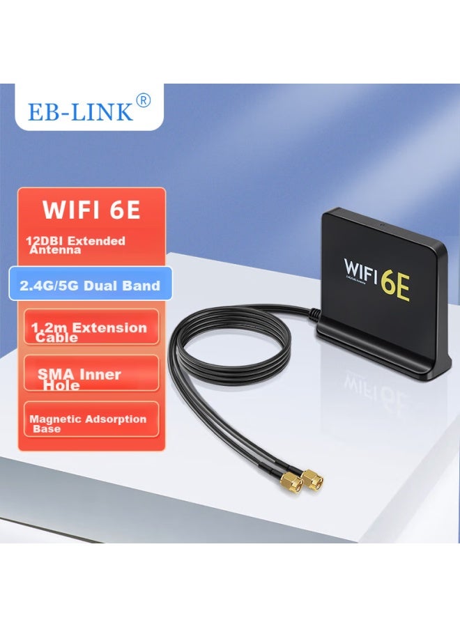 Eb-link Desktop Pcie Wireless Network Card Extension Antenna Base, Wifi6e Dual-band 2.4g/5g Router, Sma High-gain Antenna 12db Integrated, 1.2 Meters, Black - Image 1