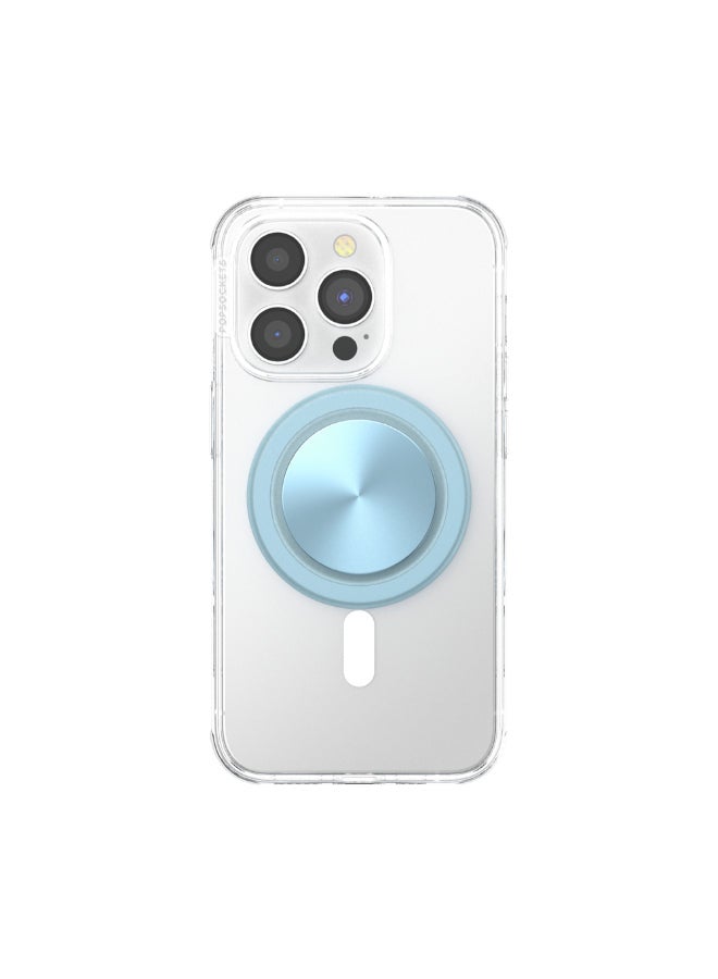 POPSOCKETS حامل وقبضة مغناطيسية للهاتف من MagSafe PopGrip Metallic، مغناطيس قوي، لهاتف iPhone 15/14/13/12 وحافظات MagSafe، حلقة محول متضمنة للهواتف والحافظات غير المزودة بـ MagSafe - أزرق - Image 3