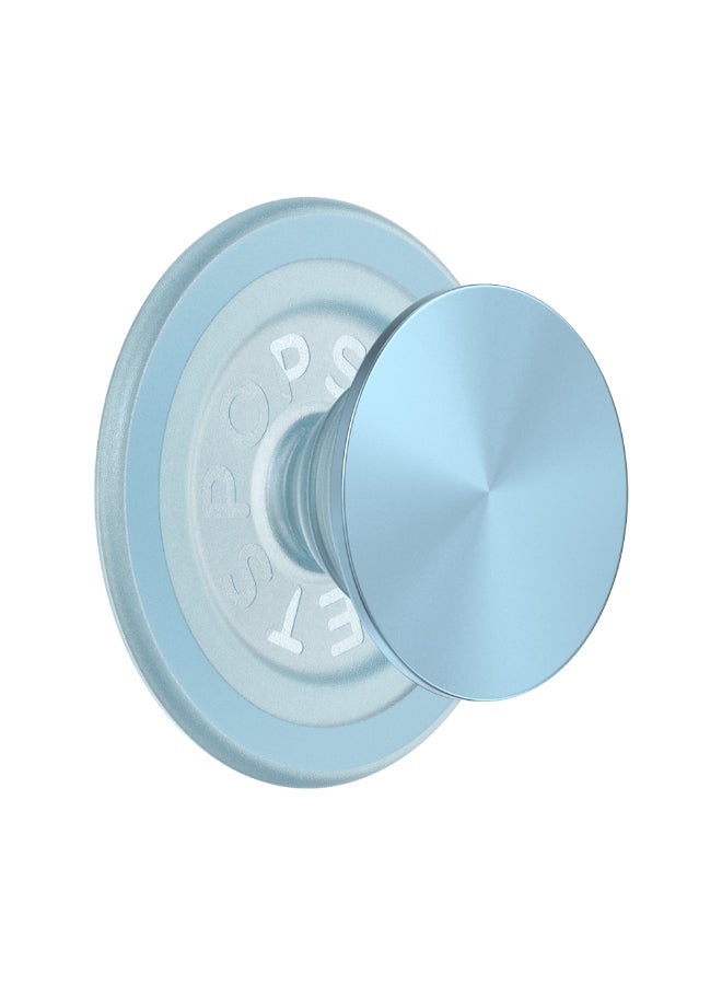 POPSOCKETS حامل وقبضة مغناطيسية للهاتف من MagSafe PopGrip Metallic، مغناطيس قوي، لهاتف iPhone 15/14/13/12 وحافظات MagSafe، حلقة محول متضمنة للهواتف والحافظات غير المزودة بـ MagSafe - أزرق - Image 1