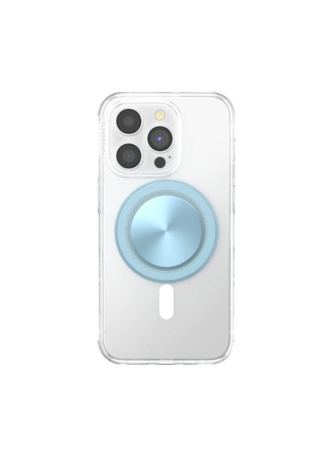 POPSOCKETS MagSafe PopGrip Metallic | Magnetic Phone Grip & Stand, Strong Magnet, for iPhone 15/14/13/12 & MagSafe Cases, Included Adapter Ring for non-MagSafe Phones & Cases - Blue Sigh  - Image 2
