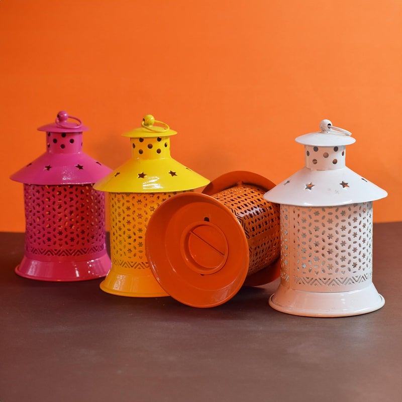 Puja N Pujari Puja N Pujari Tea Light Candle Holder Hanging Lantern for Home Decor and Gift Set of 4  - Image 1