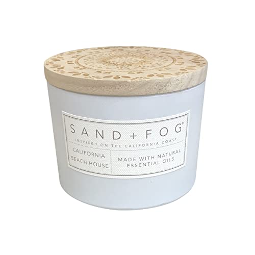 Sand + Fog شمعة معطرة من ساند + فوغ - بيت الشاطئ في كاليفورنيا - روائح وأحجام إضافية - فتيل خالي من الرصاص 100% قطن - شموع فاخرة لتنقية الهواء - ديكور منزلي مثالي - 12 أونصة - Image 1