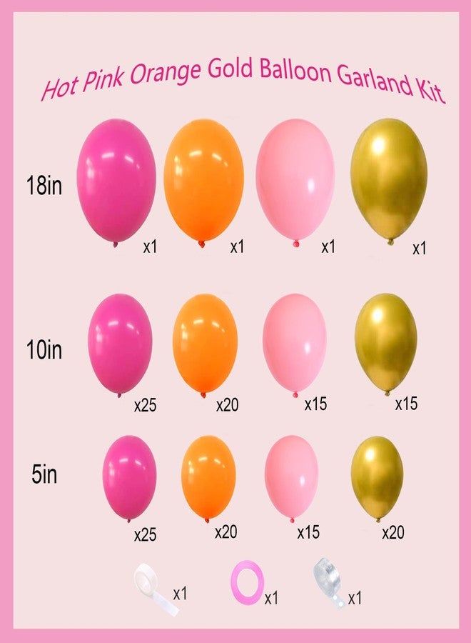 PPXMEEUDC 162PCS Hot Pink Balloons Arch Garland Kit Pink Orange Gold Metallic Pastel Pink Party Balloons for Baby Shower Birthday Wedding Party Decorations (Pink Orange Gold) - Image 3