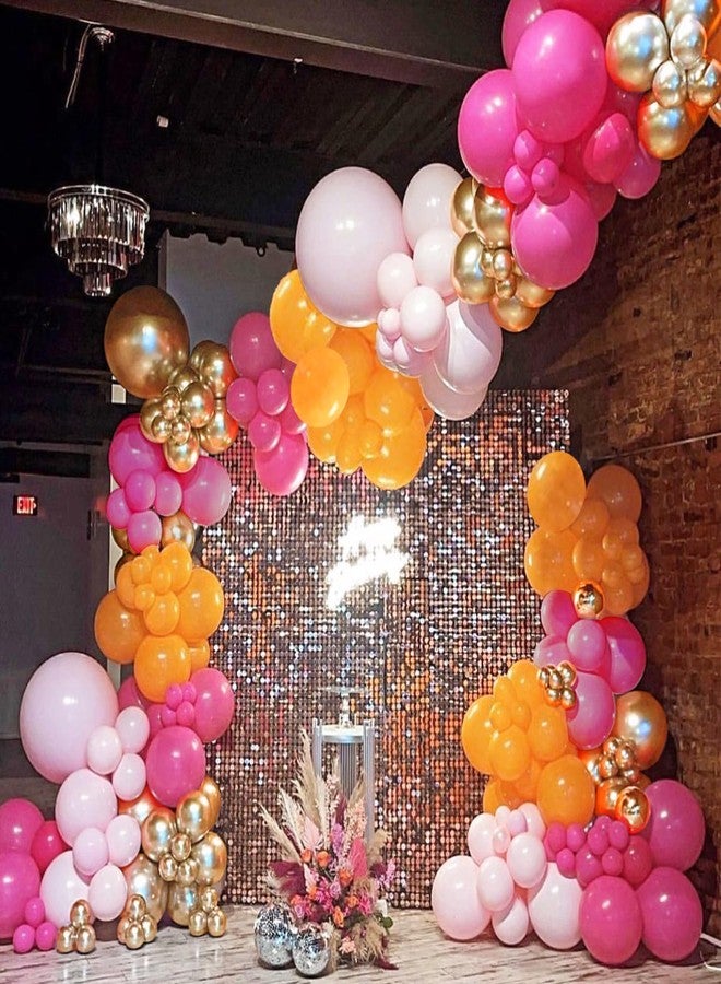 PPXMEEUDC 162PCS Hot Pink Balloons Arch Garland Kit Pink Orange Gold Metallic Pastel Pink Party Balloons for Baby Shower Birthday Wedding Party Decorations (Pink Orange Gold) - Image 2