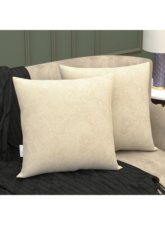 ماي ارمور مجموعة أغطية وسائد مخملية من MY ARMOR، 12 × 12 بوصة / 30 × 30 سم، أغطية وسائد ناعمة وفاخرة لغرفة النوم والأريكة والكرسي وغرفة المعيشة - كريمي - Image 1