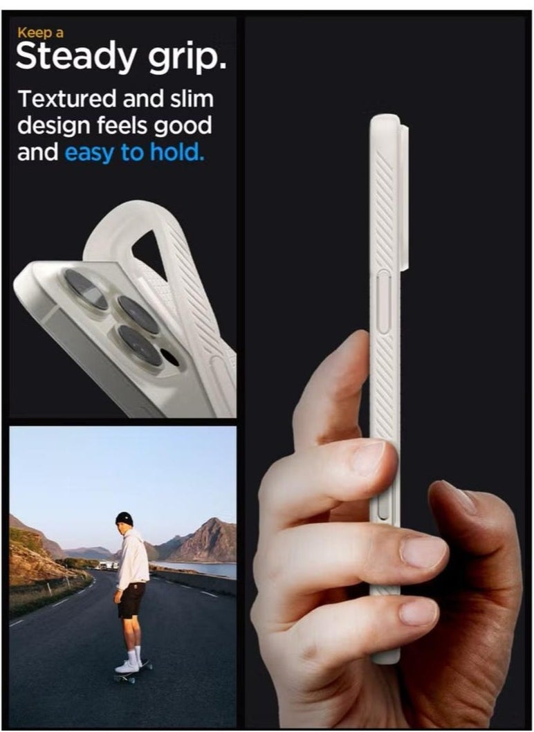 سبايجن - غطاء حماية Liquid Air لهاتف iPhone 16 Pro (2024) - تيتانيوم طبيعي - Image 1