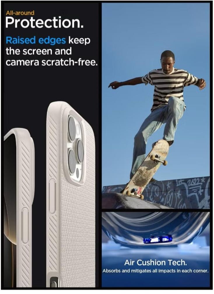 سبايجن - غطاء حماية Liquid Air لهاتف iPhone 16 Pro (2024) - تيتانيوم طبيعي - Image 1