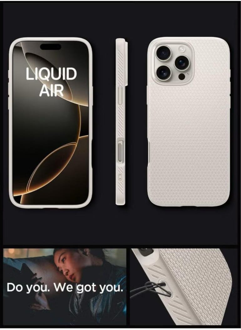 سبايجن - غطاء حماية Liquid Air لهاتف iPhone 16 Pro (2024) - تيتانيوم طبيعي - Image 1