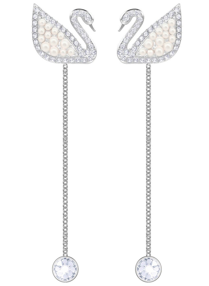 Swaroop Designer Swan Stone Studded Thread Earrings - Image 1
