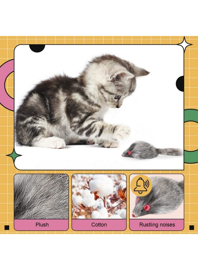هونغداو 60 قطعة من الفئران الفروية التفاعلية لعبة اصطياد الفئران من فرو الأرانب والقطط وأصوات الفئران المحشوة للحيوانات الأليفة والقطط الصغيرة، 3 ألوان - Image 4