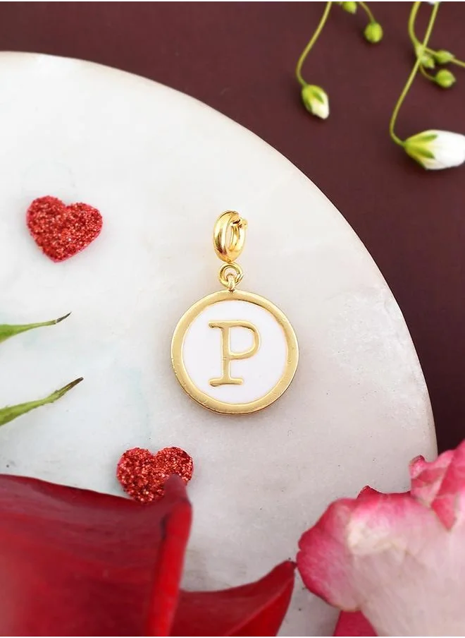 VOYLLA Valentine's Day Collection Alphabet P White Enamel Charm