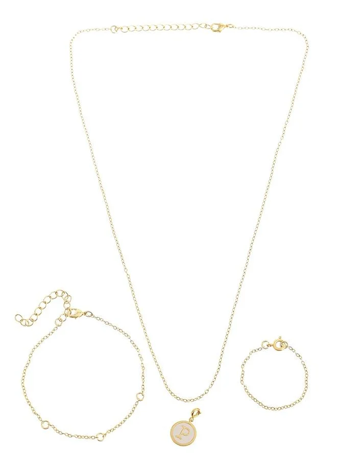 VOYLLA Valentine's Day Collection Alphabet P White Enamel Charm