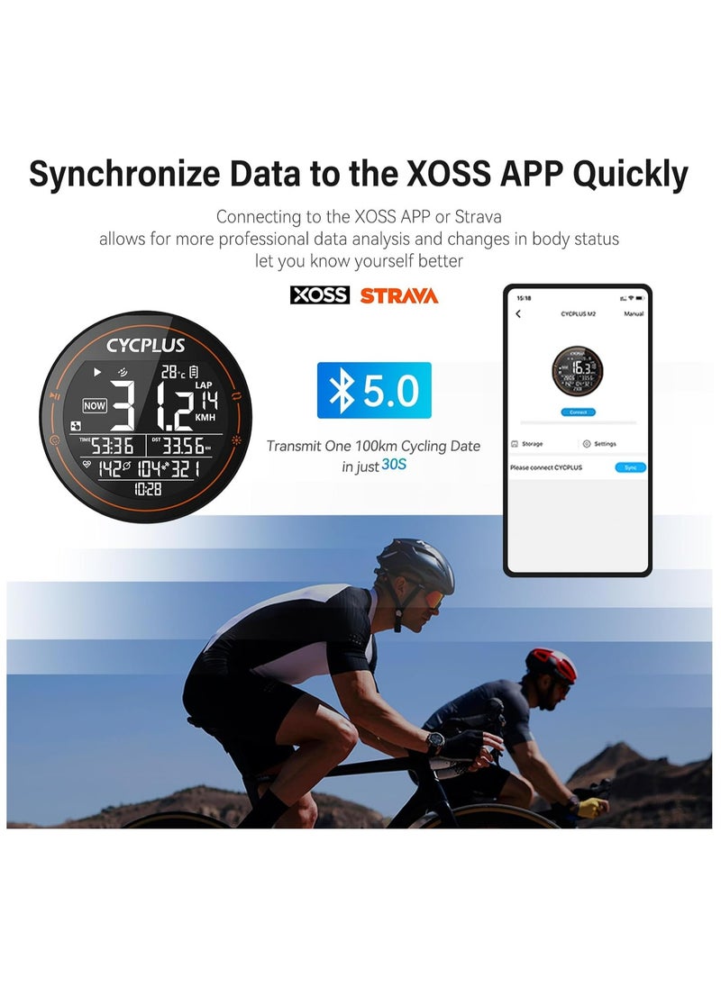 سي واي سي بلس - كمبيوتر الدراجة CYCPLUS M2 GPS - عداد سرعة ومسافة مبتكر للدراجة - شاشة LCD مقاس 2.5 بوصة مضادة للتوهج، 13 مقياس بيانات، عمر بطارية 30 ساعة - Image 1
