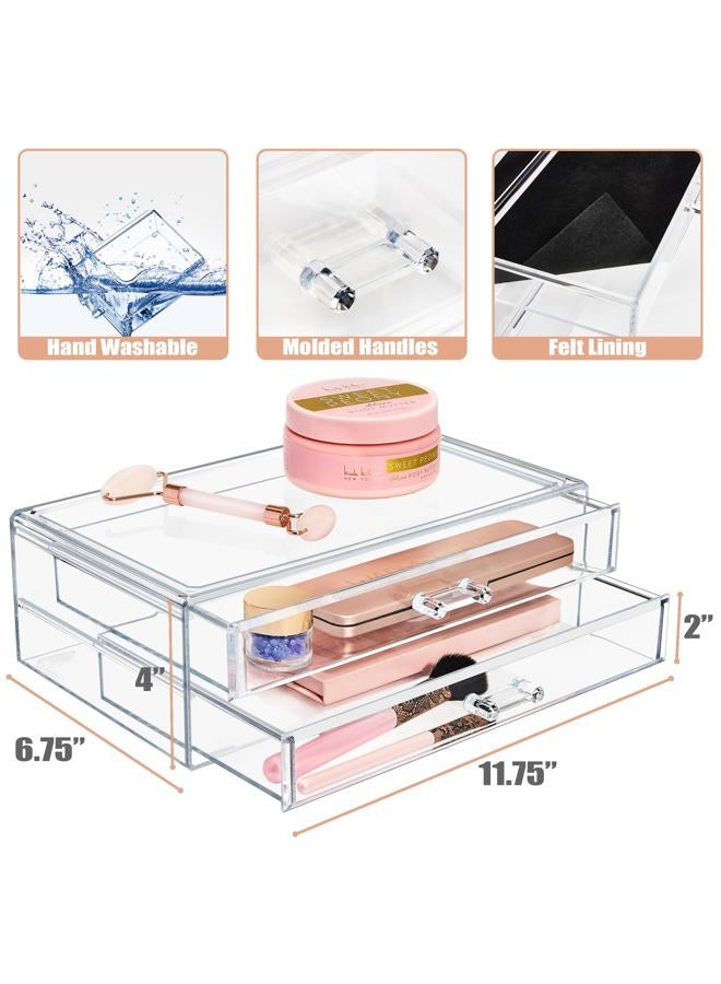 Sorbus Stackable Acrylic Drawers - 2 Clear Storage Drawers for Organizing Make up Palettes, Nail Polish, Hair Accessories, Cosmetics & Beauty Supplies - Makeup Organizer for Vanity, Bathroom Organizer - Image 3