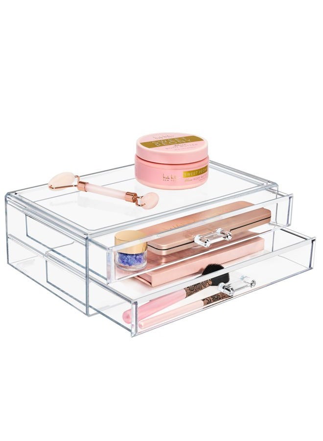 Sorbus Stackable Acrylic Drawers - 2 Clear Storage Drawers for Organizing Make up Palettes, Nail Polish, Hair Accessories, Cosmetics & Beauty Supplies - Makeup Organizer for Vanity, Bathroom Organizer - Image 1