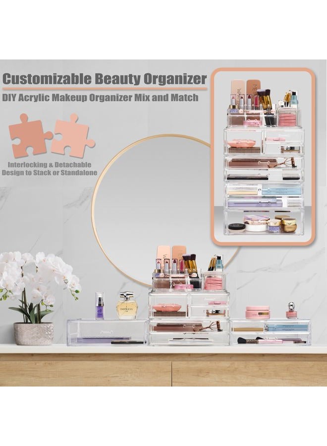 Sorbus Stackable Acrylic Drawers - 2 Clear Storage Drawers for Organizing Make up Palettes, Nail Polish, Hair Accessories, Cosmetics & Beauty Supplies - Makeup Organizer for Vanity, Bathroom Organizer - Image 5