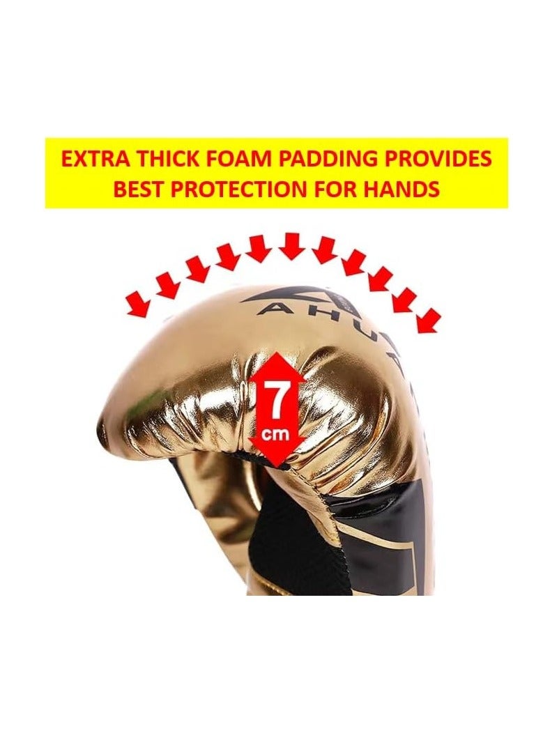 أتش أم كوليكشون قفازات ملاكمة للبالغين، قفازات ملاكمة، مجموعة قفازات تدريب احترافية مقاومة للصدمات من الجلد الصناعي، قفازات كيس ملاكمة للمواي تاي، فنون القتال المختلطة، الكيك بوكسينج، للرجال/النساء - Image 4
