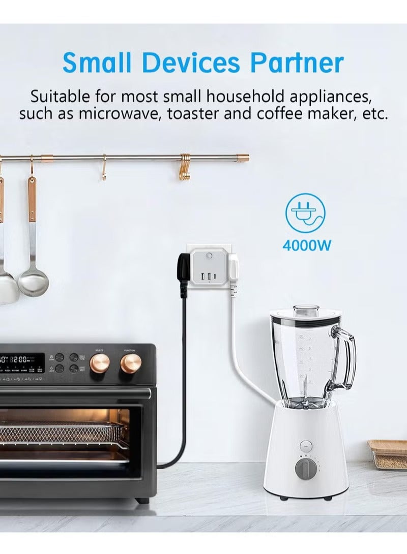 MIXDE Plug Adapter with 3 USB, 4 Way Multi Plug Extension USB C Wall Socket Adaptor, 13A Cube Multiplug Switched Power Extender for Home, Office, Kitchen - Image 4