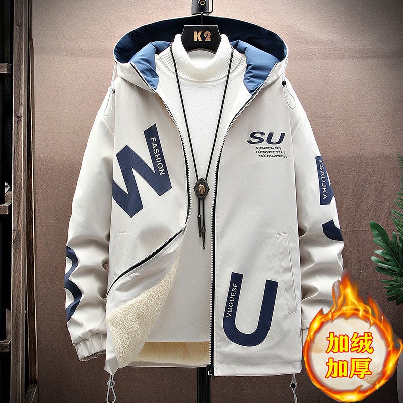 2022 Youth Men'S Jacket Hooded Jacket Autumn Short Fleece-Lined Fashionable Casual Japanese - Image 5