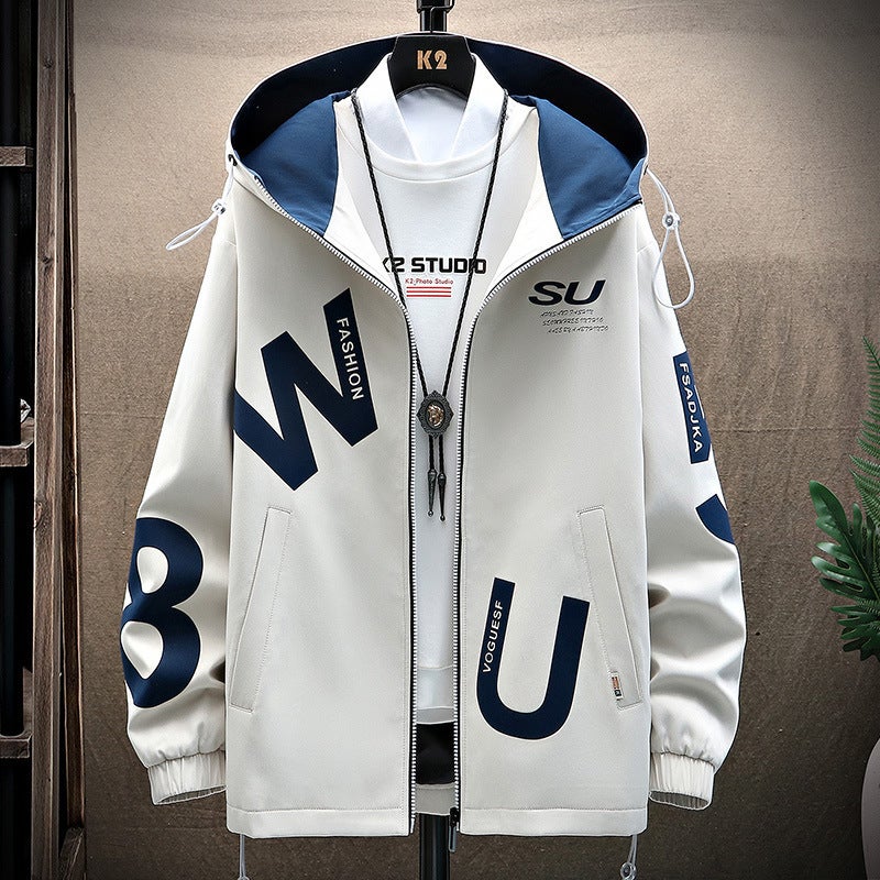 2022 Youth Men'S Jacket Hooded Jacket Autumn Short Fleece-Lined Fashionable Casual Japanese - Image 1