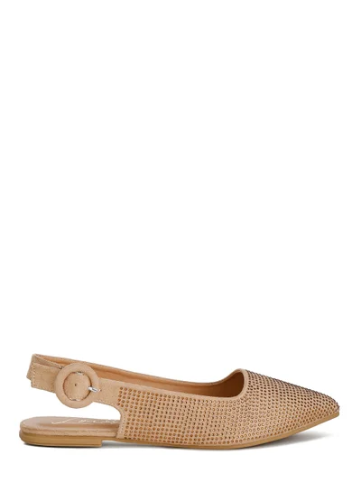 London Rag Rhinestones Embellished Slingback Mules in Beige