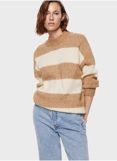 Color Block High Neck Sweater