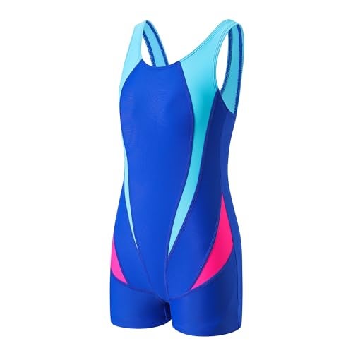 J·E Sterguard J.E Sterguard Athletic Girls' One Piece Swimsuit, Infinity Splice Thick Strap Girls Bathing Suits, Pro for Practice and Competition Color Block Kids Swimsuits Size 12-14 1880-QQ - Image 1