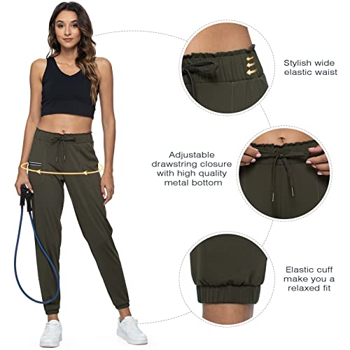 Haowind Joggers for Women with Pockets Elastic Waist Workout Sport Gym Pants Comfy Lounge Yoga Running Pants(Army Green M) - Image 5