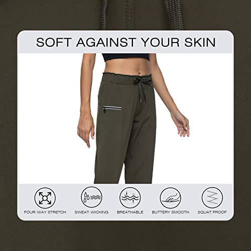Haowind Joggers for Women with Pockets Elastic Waist Workout Sport Gym Pants Comfy Lounge Yoga Running Pants(Army Green M) - Image 4