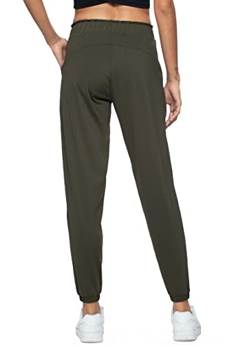 Haowind Joggers for Women with Pockets Elastic Waist Workout Sport Gym Pants Comfy Lounge Yoga Running Pants(Army Green M) - Image 2
