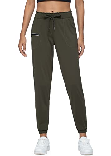 Haowind Joggers for Women with Pockets Elastic Waist Workout Sport Gym Pants Comfy Lounge Yoga Running Pants(Army Green M) - Image 1
