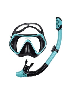 Cross-border snorkeling suit diving goggles full dry breathing tube professional diving mask nose protection scuba diving equipment BK-Green