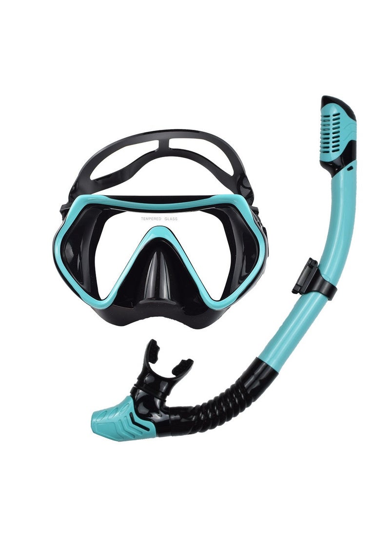 Generic - Cross-border snorkeling suit diving goggles full dry breathing tube professional diving mask nose protection scuba diving equipment BK-Green - Image 1