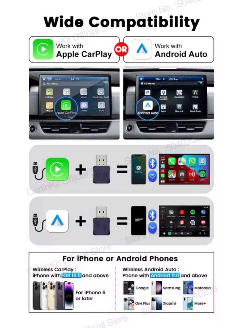 Carlinkit Carlinkit Mini Ultra, Wireless Carplay Adapter, For Cars With Built-in Apple Car Play & Android Auto, Convert Wired to Wireless CarPlay & Android Auto - Image 2