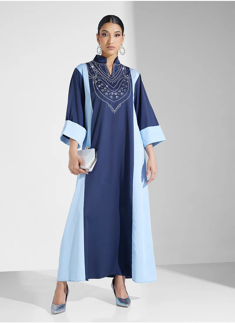 خزانة Two Toned Dress With Embroidery