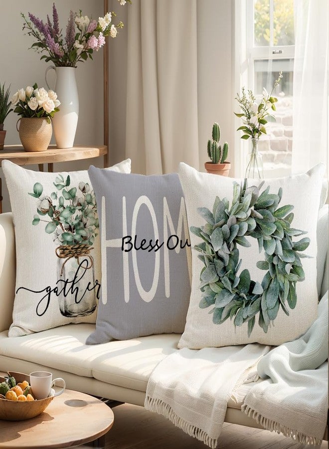 wyooxoo Throw Pillow Covers 18x18 Set of 4 Farmhouse Pillow Covers Grey Cushion Cases Decorative Pillowcases for Sofa Couch Living Room Outdoor Home Decor - Image 3