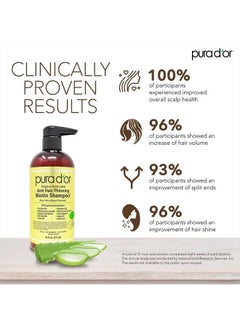 Pura d'or Anti-Thinning Biotin Shampoo and Conditioner Natural Earthy Scent,Clinically Tested Proven Results DHT Blocker Thickening Products For Women & Men,Original Gold Label Hair Care Set 16oz x2  - Image 2