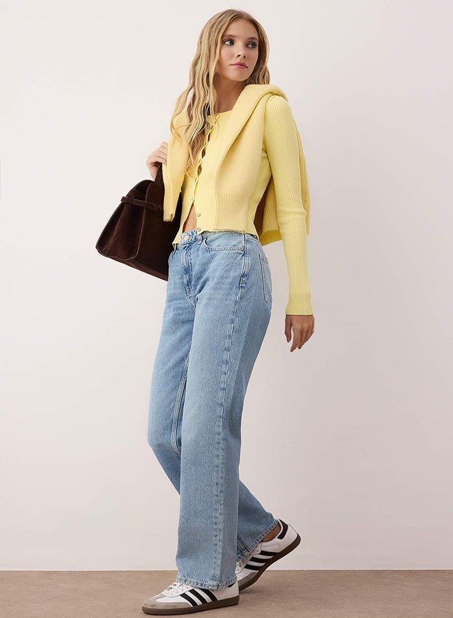 trendyol Blue Regular Waist Straight Leg Straight Jeans - Image 2