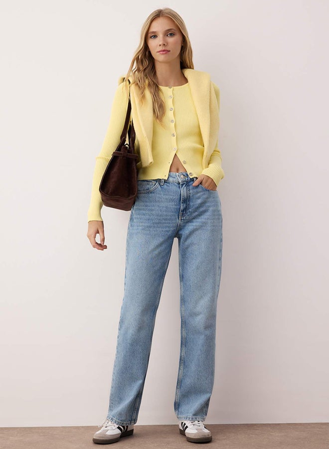 trendyol Blue Regular Waist Straight Leg Straight Jeans - Image 1
