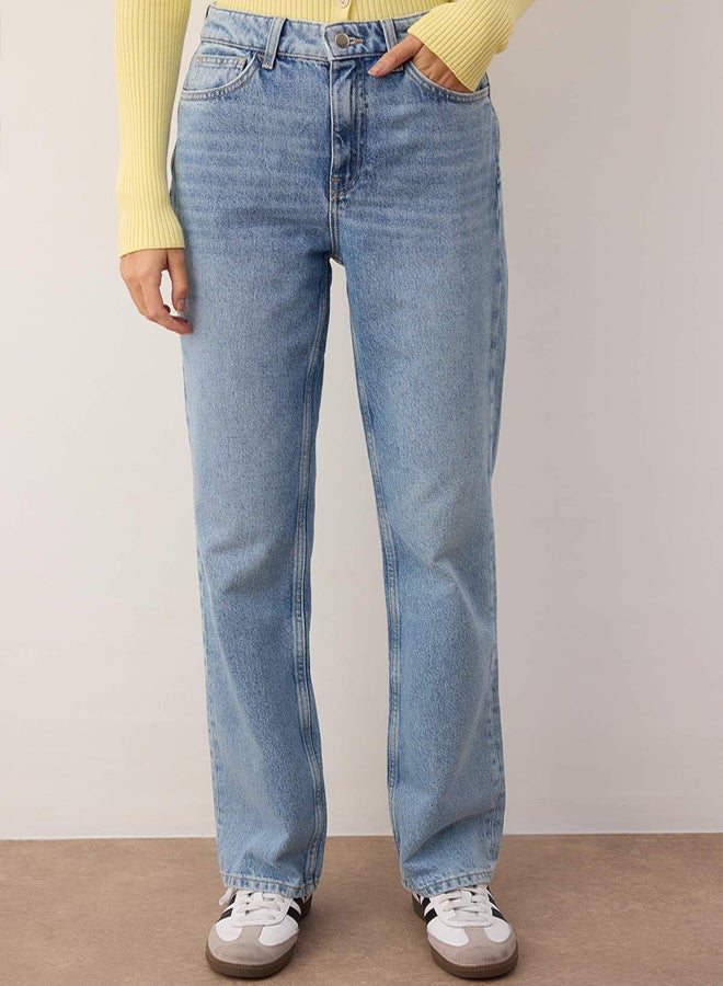 trendyol Blue Regular Waist Straight Leg Straight Jeans - Image 3