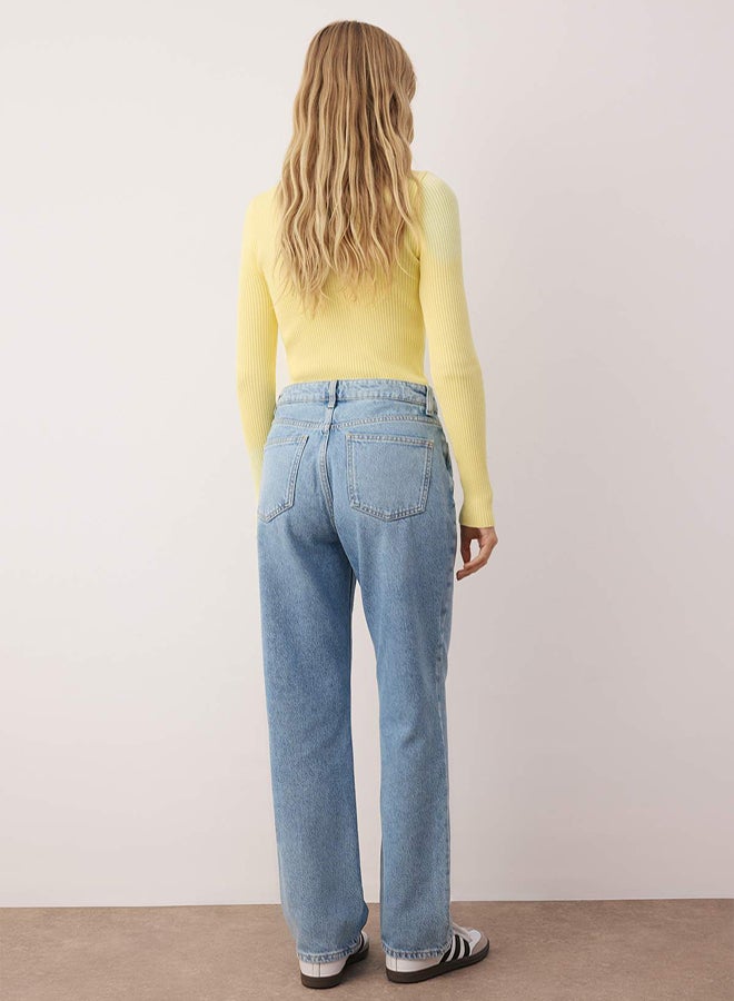 trendyol Blue Regular Waist Straight Leg Straight Jeans - Image 4