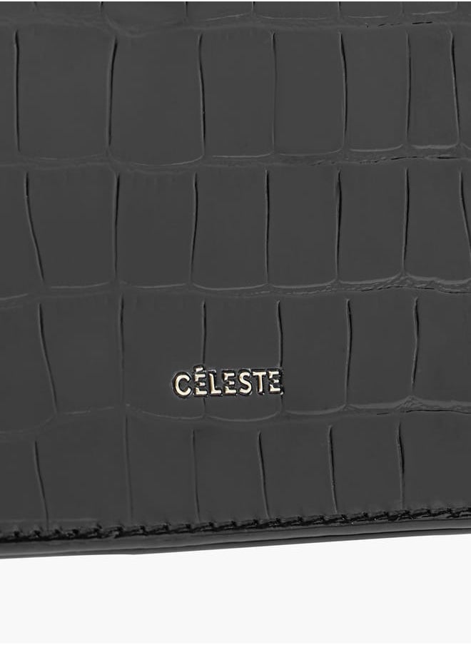 Celeste - Animal Textured Crossbody Bag with Flap Closure and Chain Strap - Image 1