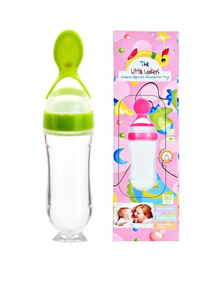 The Little Lookers Infant Baby Squeezy Food Grade Silicone Bottle Feeder With Soft Silicon;Spoon Feeder;Ceralac Feeder;Rice Paste Milk Food Feeder 90 Ml (Squeezy Feederwhite & Green) (Pack Of 2)  - Image 5
