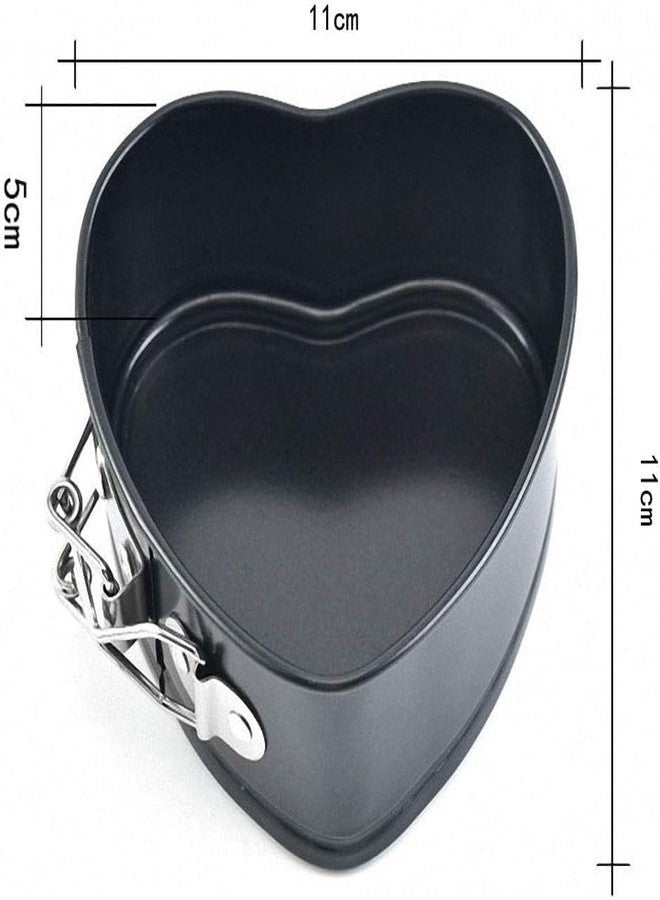 Senvasfa 4pcs Mini Non-Stick Spring Pan, 4 Inch Heart Shaped Cake Pan Mini Cheesecake Pan Baking Molds for Instapot, Pressure Cooker Baking, Air Fryer & Christmas, Valentine's Day Baking(Black) - Image 4