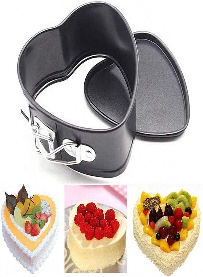 Senvasfa 4pcs Mini Non-Stick Spring Pan, 4 Inch Heart Shaped Cake Pan Mini Cheesecake Pan Baking Molds for Instapot, Pressure Cooker Baking, Air Fryer & Christmas, Valentine's Day Baking(Black) - Image 2