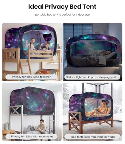 ANC POP Bed Tent Full Bed Canopy Portable Dream Tent for Adult Indoor Sleeping Tents with 2 Doors Breathable Private Space Tents, Galaxy - Image 5