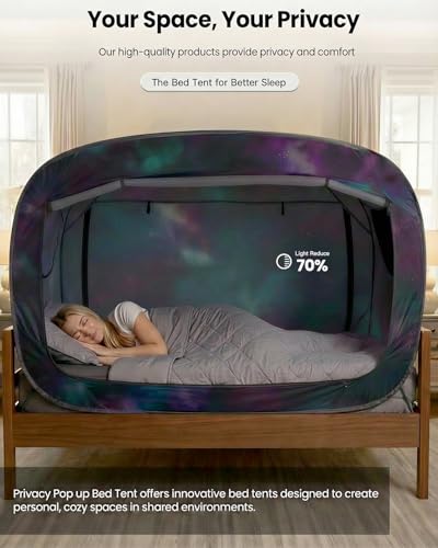 ANC POP Bed Tent Full Bed Canopy Portable Dream Tent for Adult Indoor Sleeping Tents with 2 Doors Breathable Private Space Tents, Galaxy - Image 2