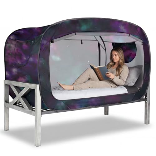 ANC POP Bed Tent Full Bed Canopy Portable Dream Tent for Adult Indoor Sleeping Tents with 2 Doors Breathable Private Space Tents, Galaxy - Image 1